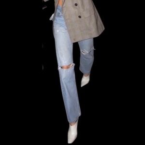 RE-DONE / Levi's Women's Blue Distressed Boyfriend Jeans